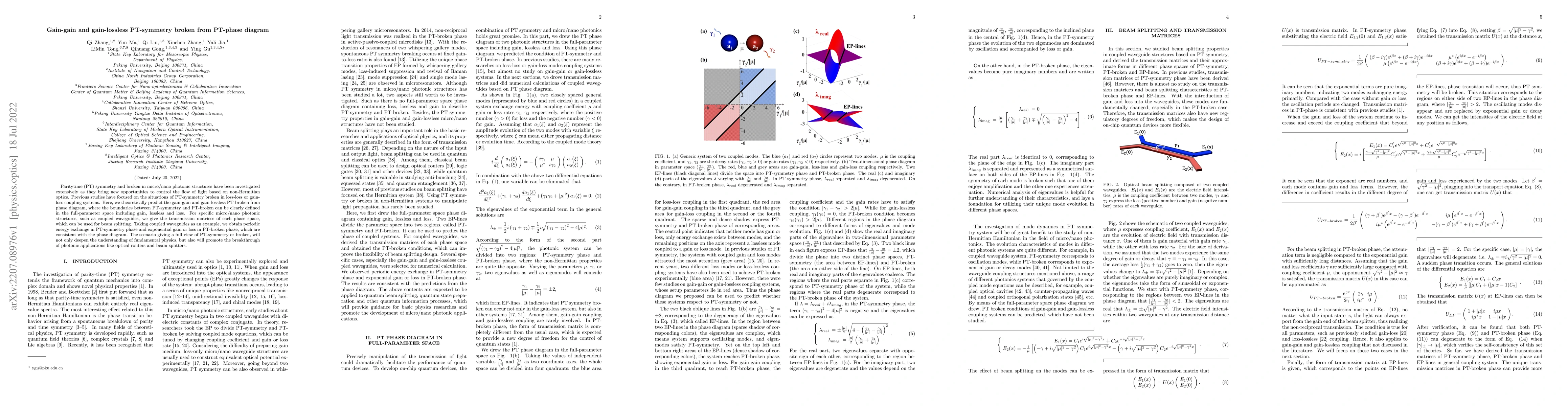 Thumbnail for Gain-gain and gain-lossless PT-symmetry broken from PT-phase diagram