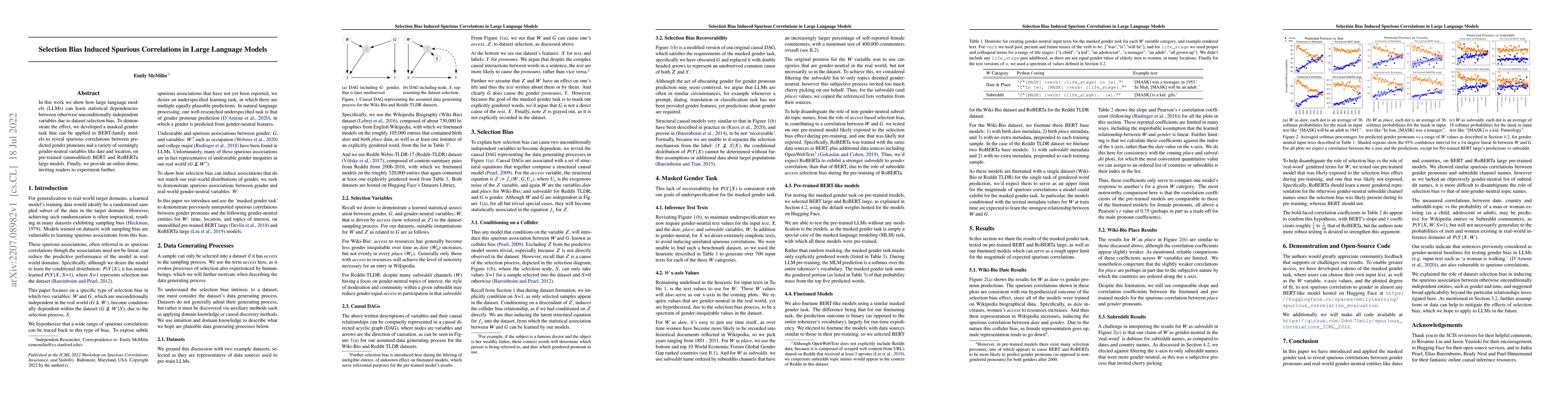 Thumbnail for Selection Bias Induced Spurious Correlations in Large Language Models