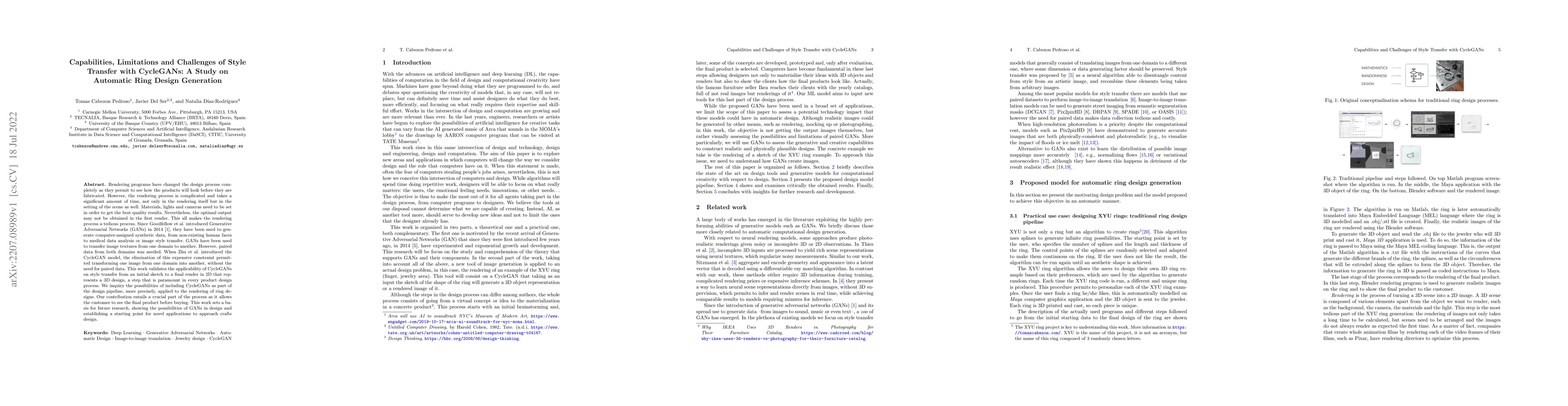 Thumbnail for Capabilities, Limitations and Challenges of Style Transfer with
  CycleGANs: A Study on Automatic Ring Design Generation
