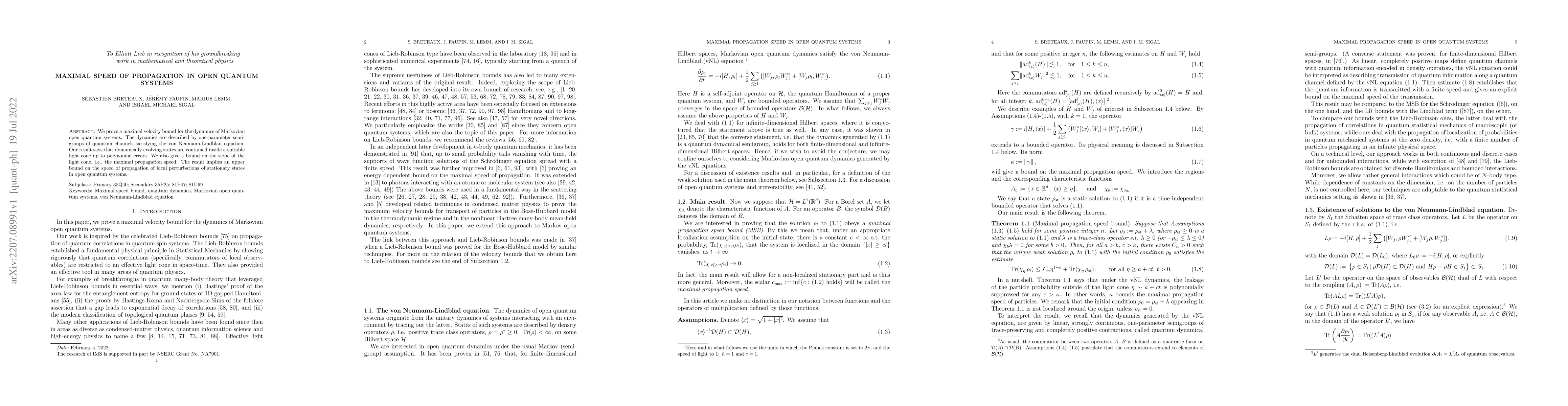 Thumbnail for Maximal Speed of Propagation in Open Quantum Systems