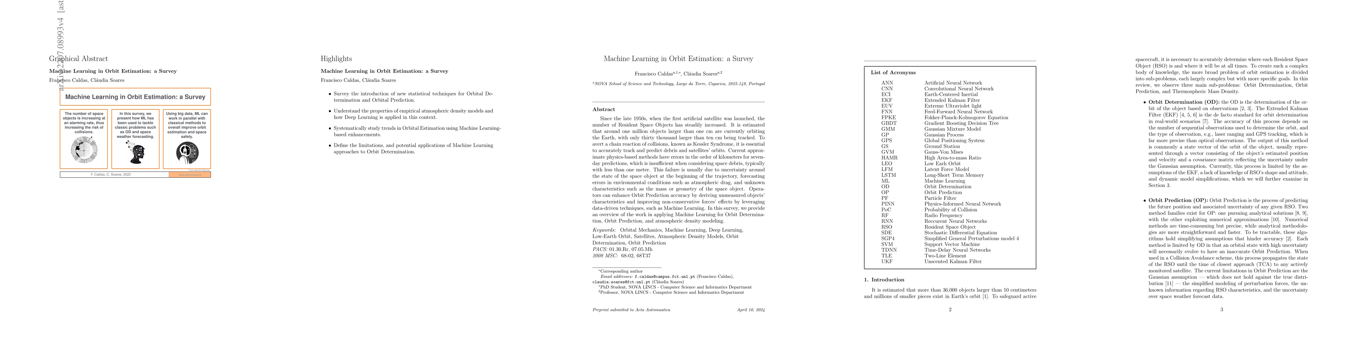 Thumbnail for Machine Learning in Orbit Estimation: a Survey