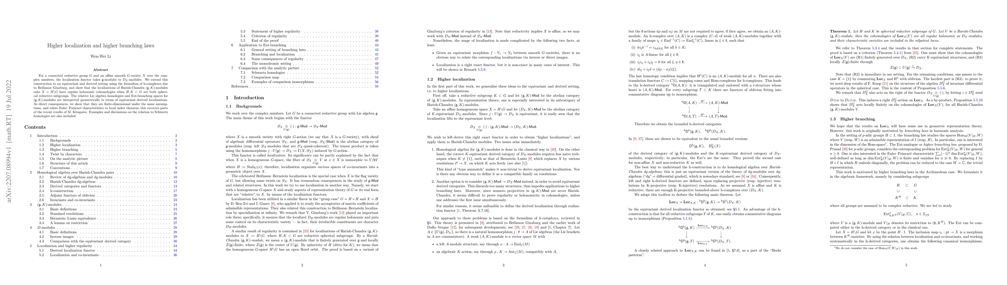 Thumbnail for Higher localization and higher branching laws