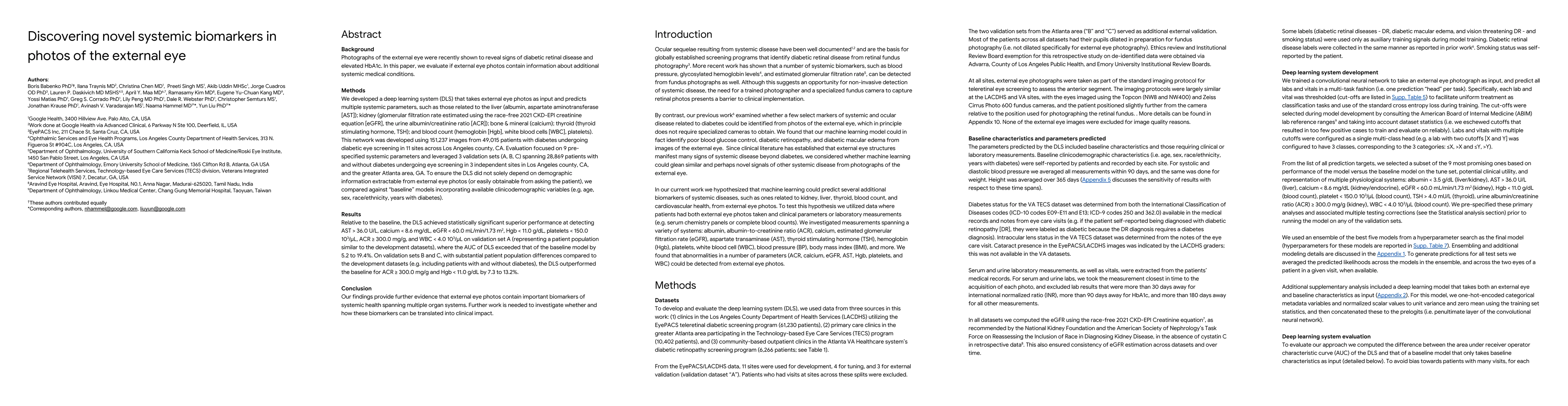 Thumbnail for Discovering novel systemic biomarkers in photos of the external eye