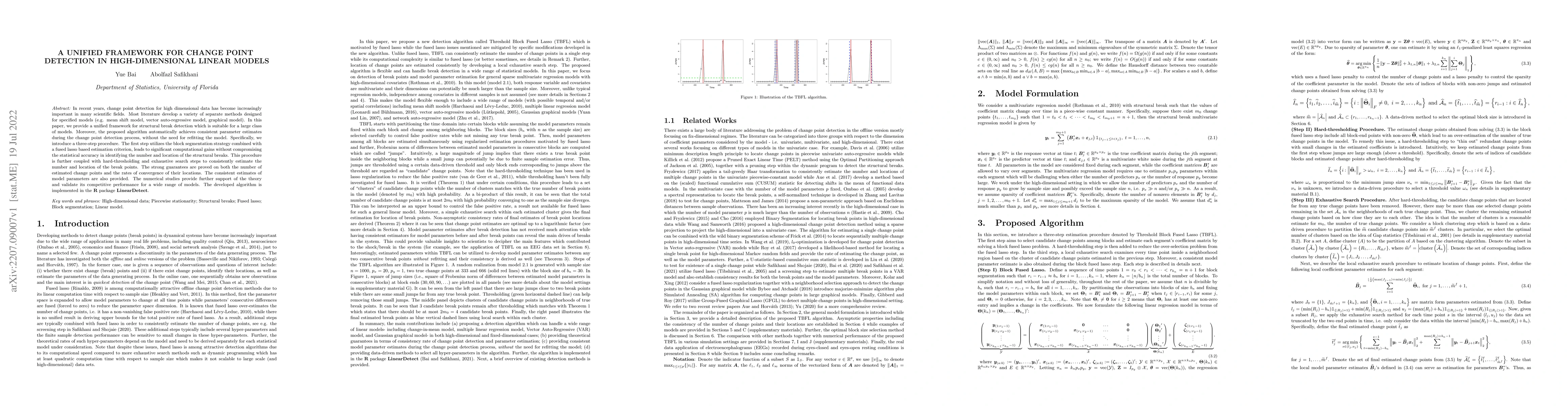 Thumbnail for A unified framework for change point detection in high-dimensional
  linear models
