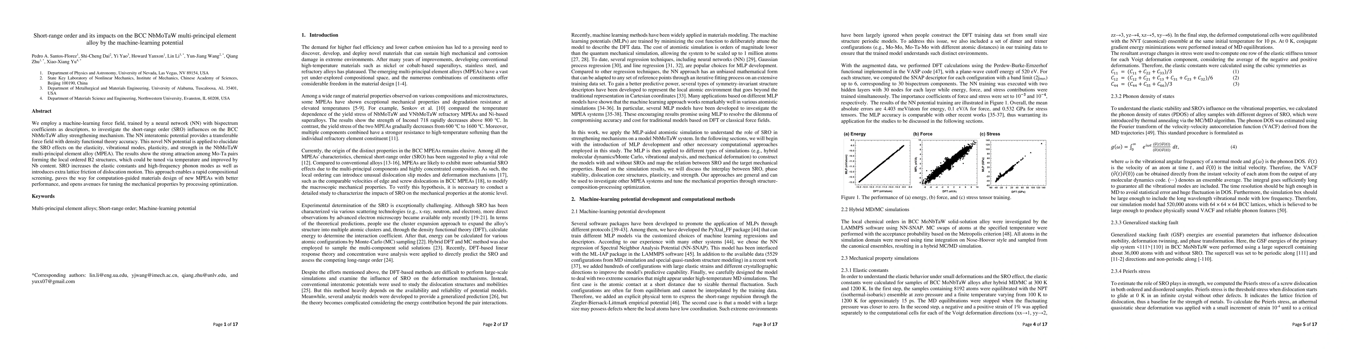 Thumbnail for Short-range order and its impacts on the BCC NbMoTaW multi-principal
  element alloy by the machine-learning potential