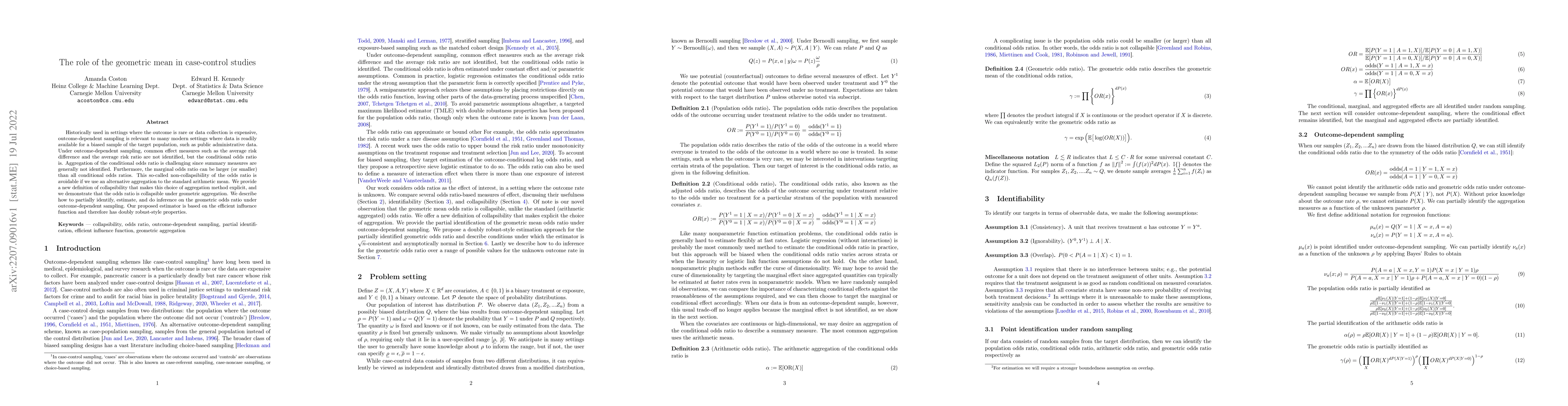Thumbnail for The role of the geometric mean in case-control studies