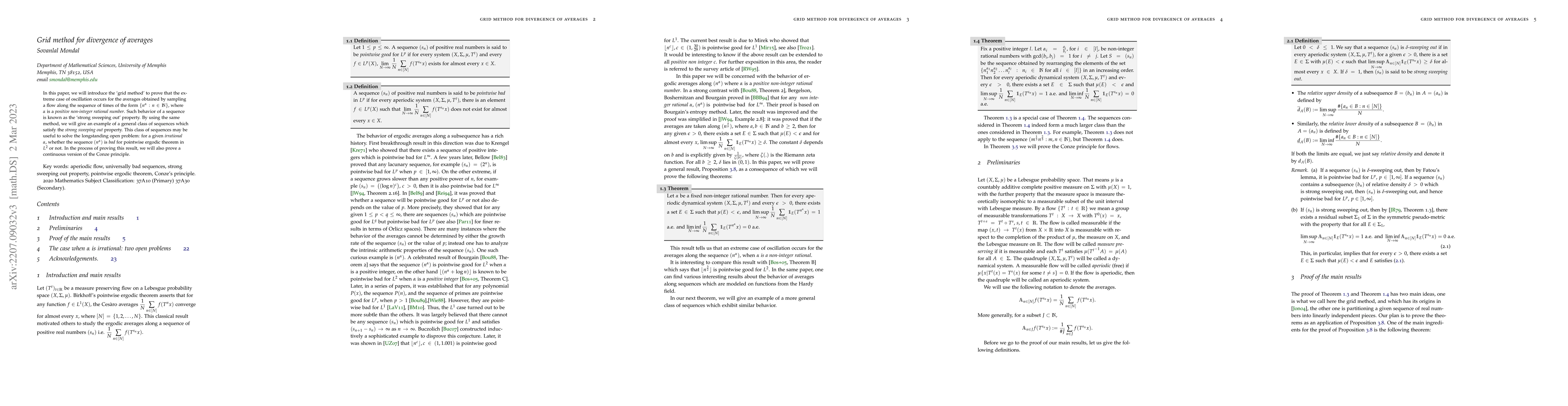 Thumbnail for Grid method for divergence of averages