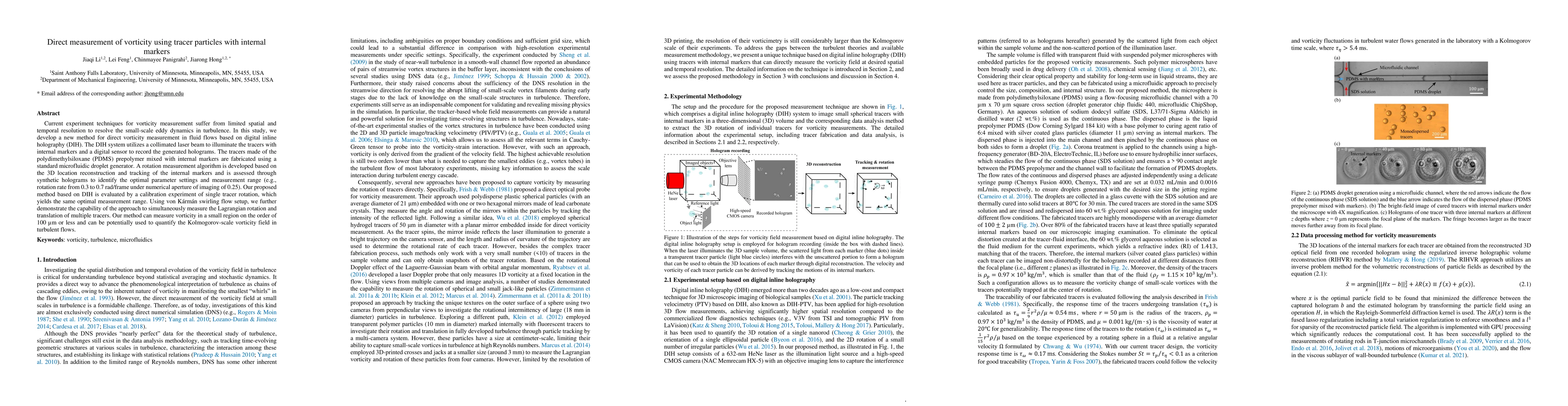 Thumbnail for Direct measurement of vorticity using tracer particles with internal
  markers