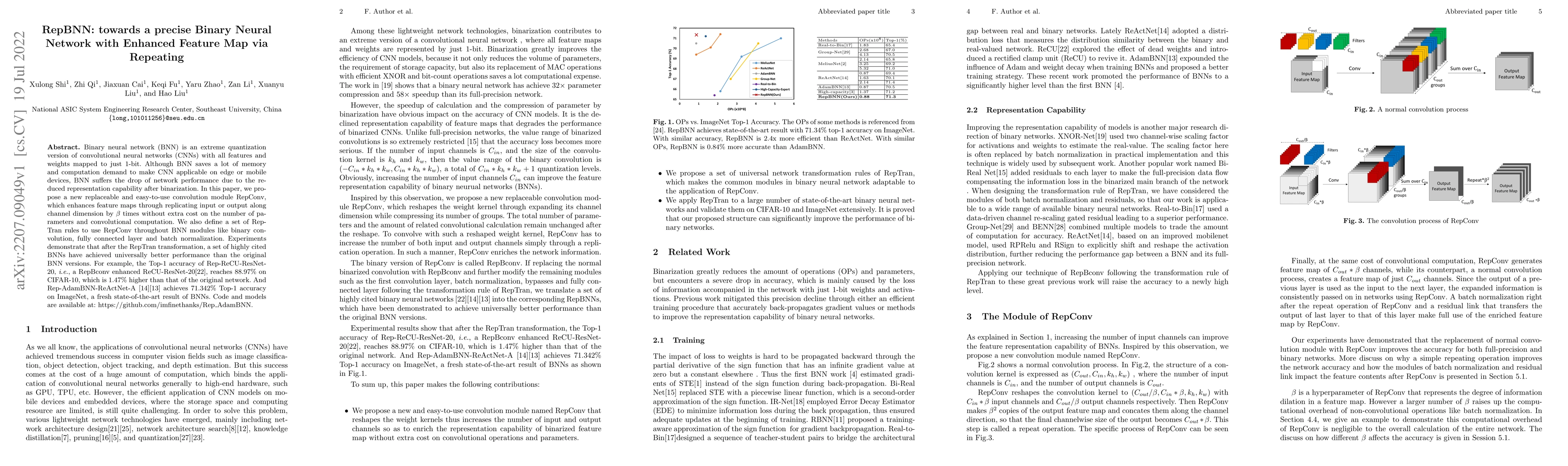 Thumbnail for RepBNN: towards a precise Binary Neural Network with Enhanced Feature
  Map via Repeating