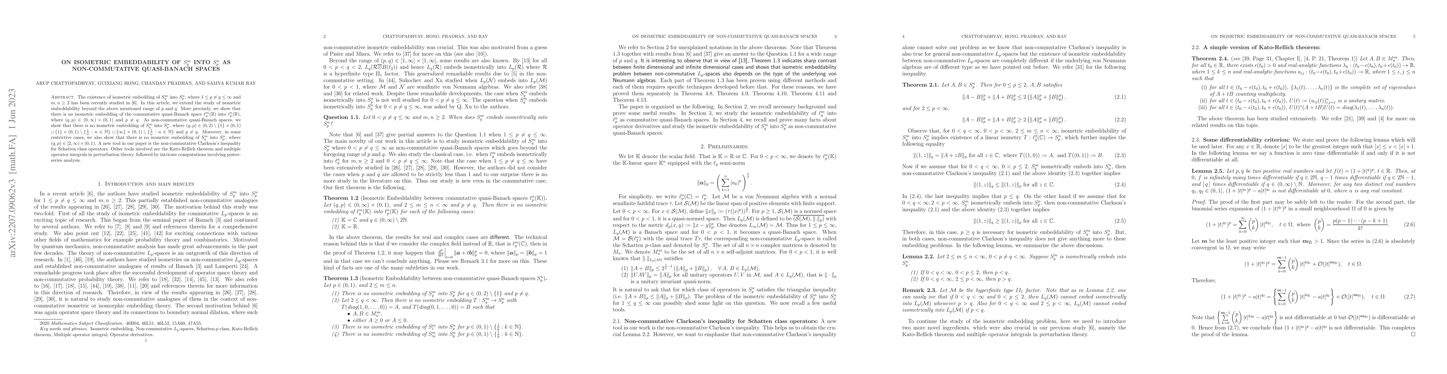Thumbnail for On Isometric Embeddability of $S_q^m$ into $S_p^n$ as non-commutative
  Quasi-Banach space