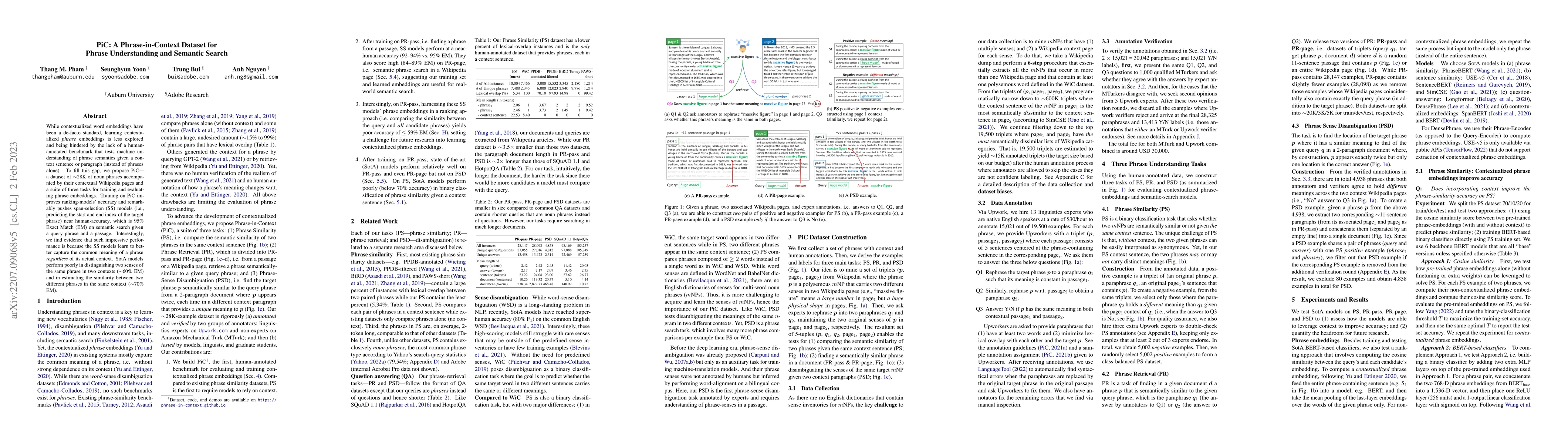 Thumbnail for PiC: A Phrase-in-Context Dataset for Phrase Understanding and Semantic
  Search
