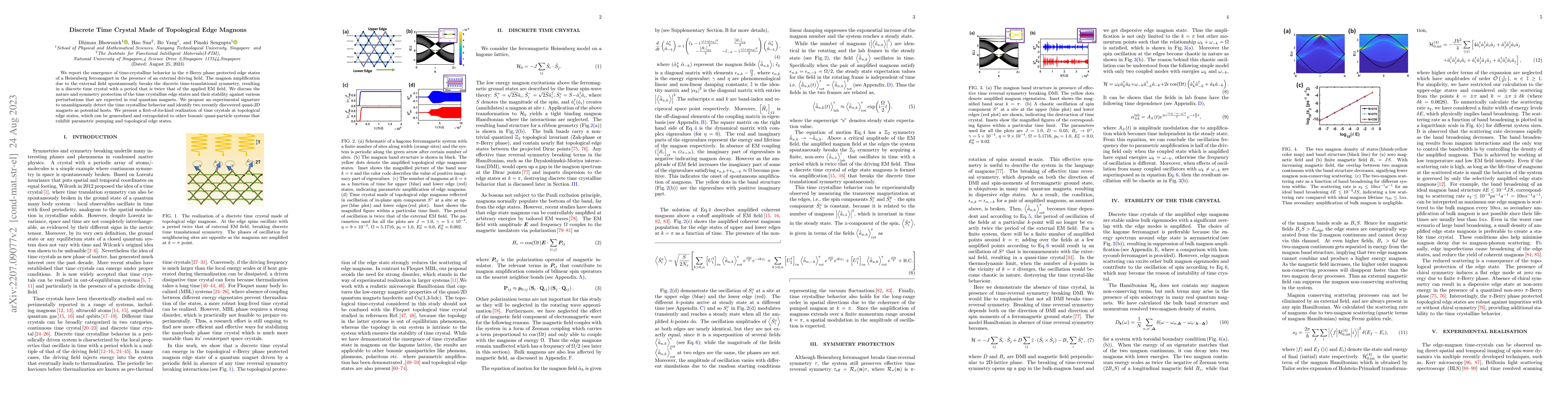 Thumbnail for Discrete time crystal made of topological edge magnons