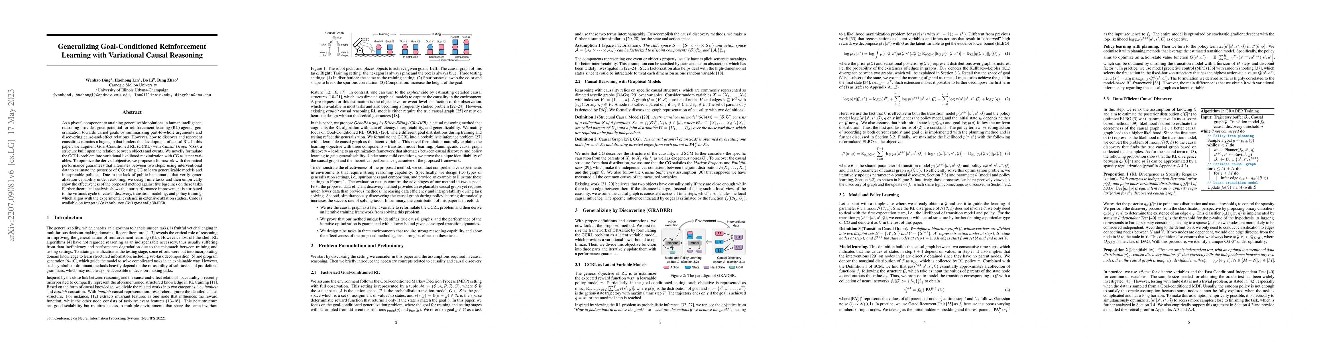 Thumbnail for Generalizing Goal-Conditioned Reinforcement Learning with Variational
  Causal Reasoning