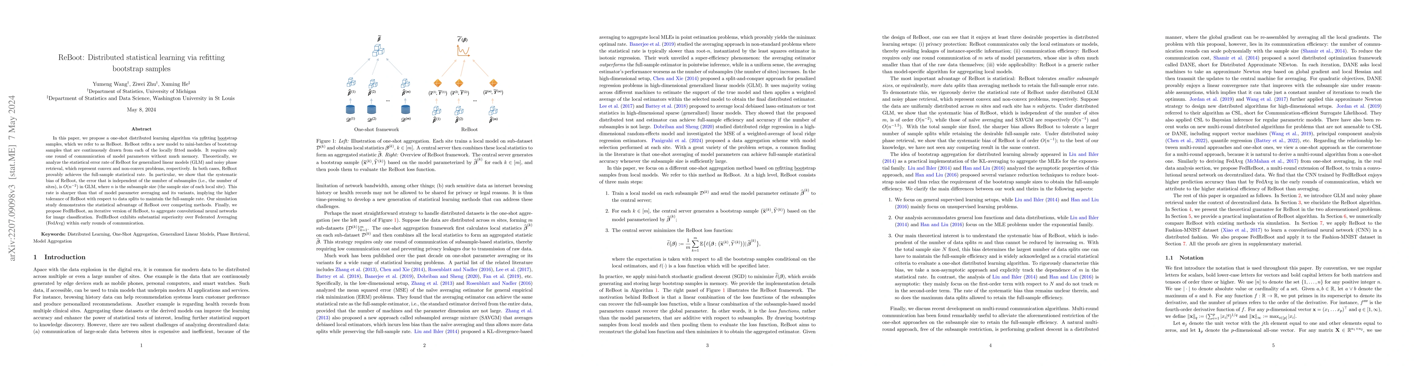 Thumbnail for ReBoot: Distributed statistical learning via refitting bootstrap samples
