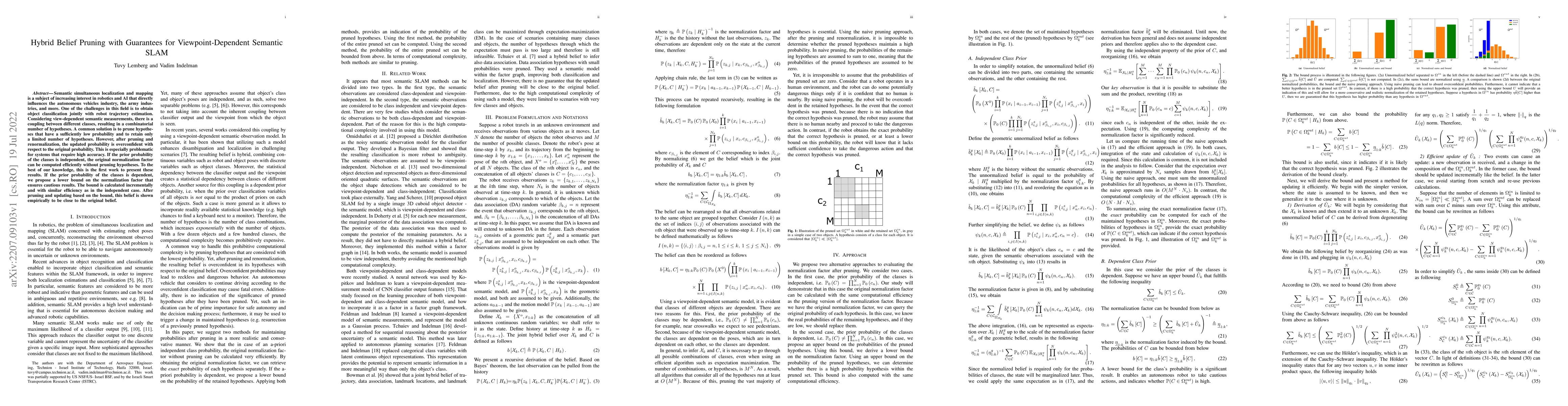 Thumbnail for Hybrid Belief Pruning with Guarantees for Viewpoint-Dependent Semantic
  SLAM