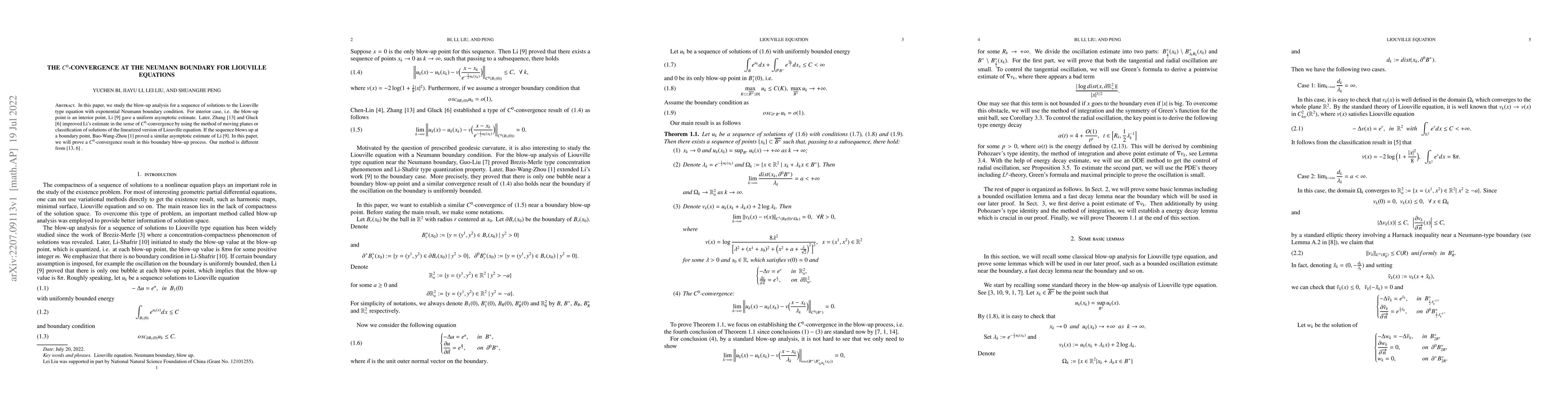 Thumbnail for The $C^0$-convergence at the Neumann boundary for Liouville equations