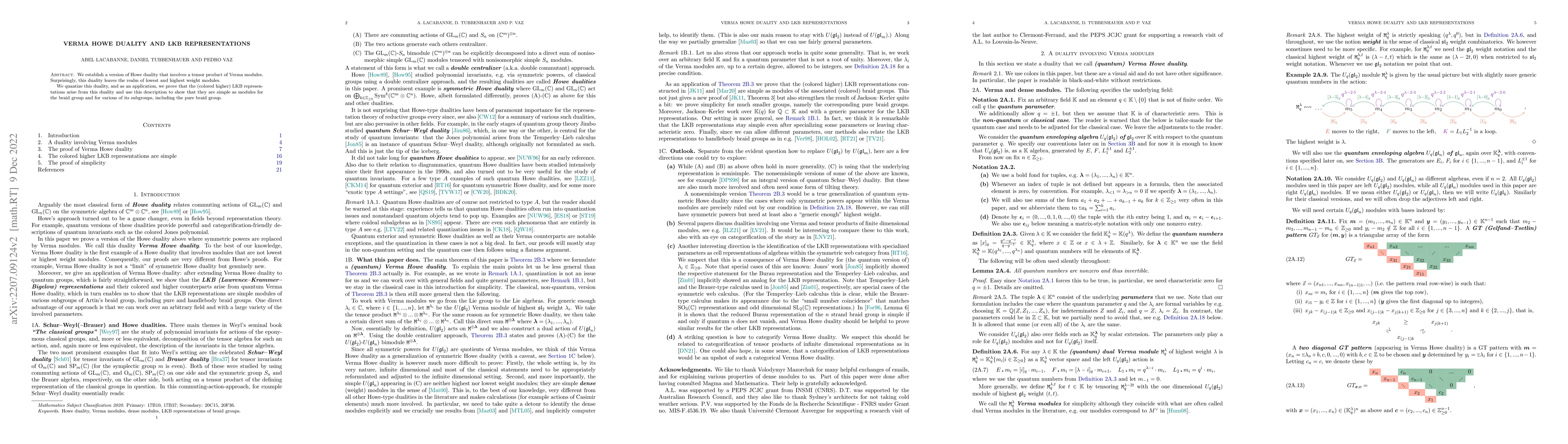 Thumbnail for Verma Howe duality and LKB representations