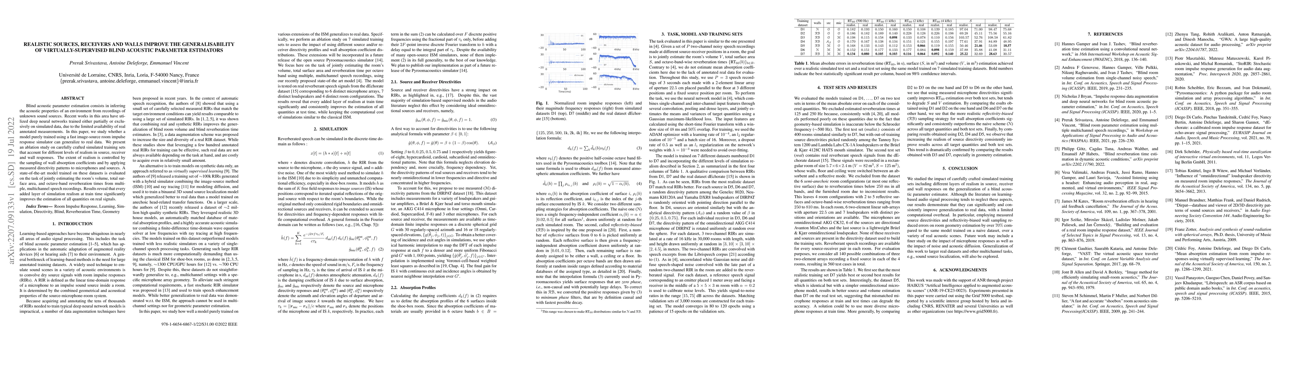 Thumbnail for Realistic sources, receivers and walls improve the generalisability of
  virtually-supervised blind acoustic parameter estimators