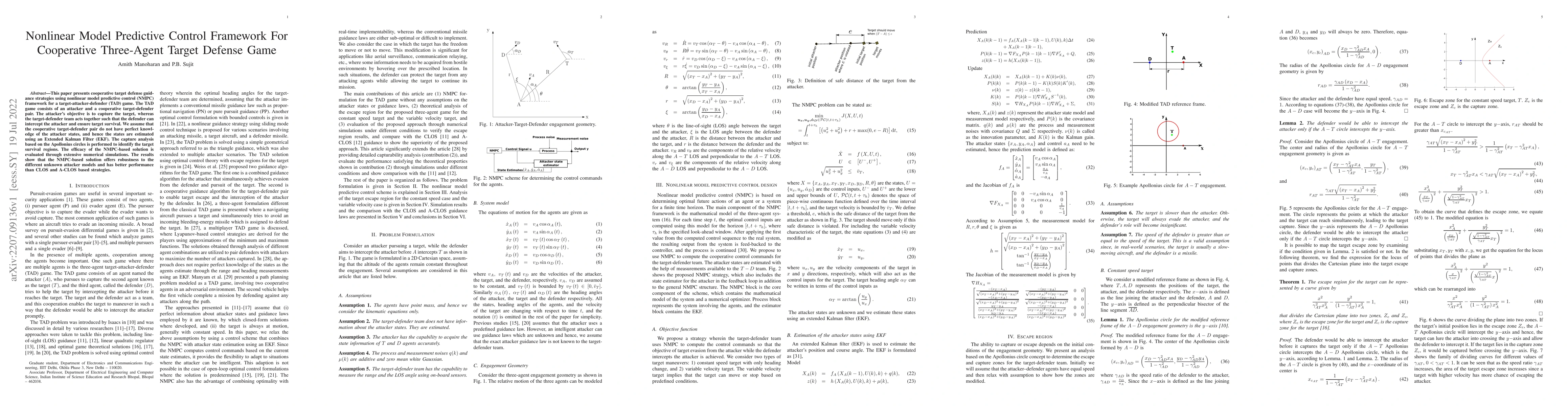 Thumbnail for Nonlinear Model Predictive Control Framework For Cooperative Three-Agent
  Target Defense Game