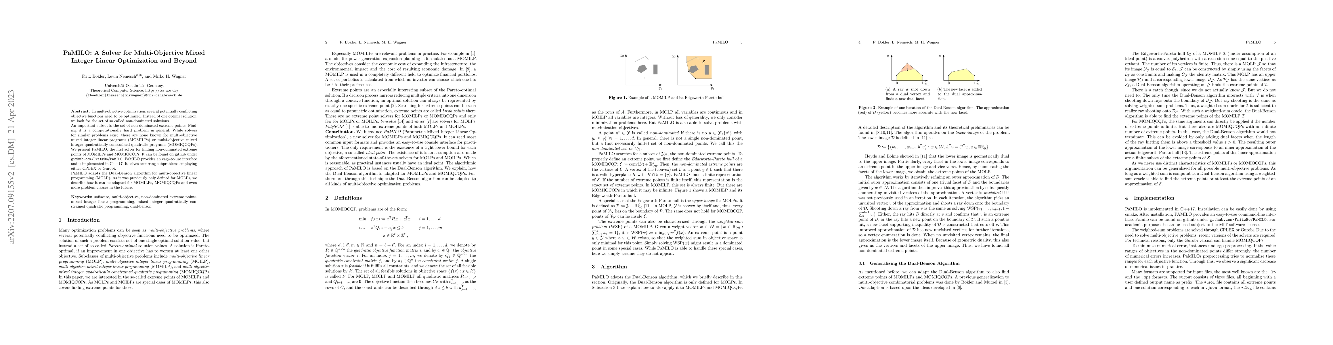 Thumbnail for PaMILO: A Solver for Multi-Objective Mixed Integer Linear Optimization
  and Beyond