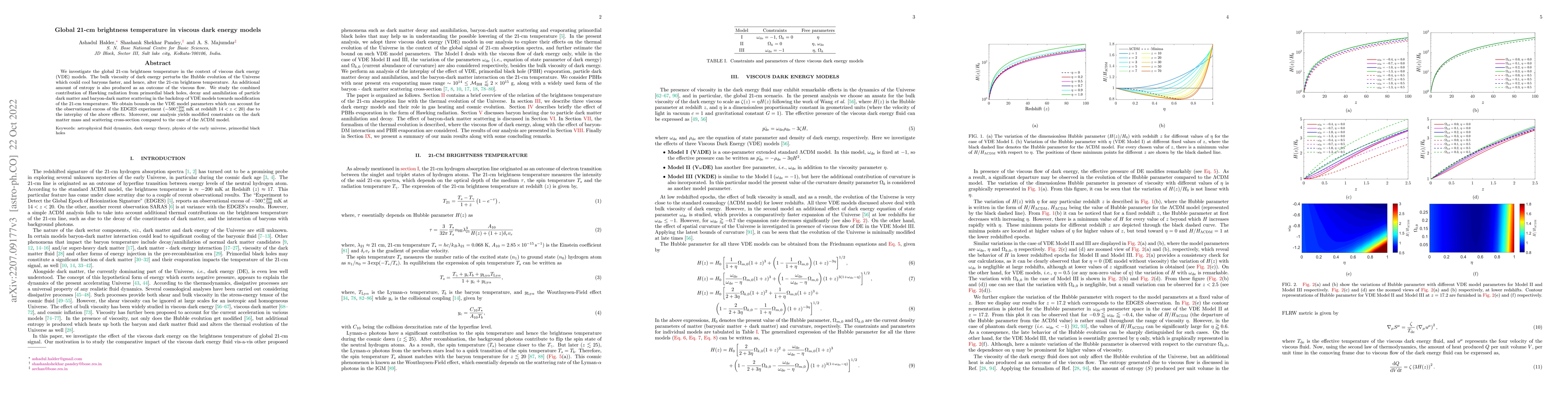 Thumbnail for Global 21-cm brightness temperature in viscous dark energy models