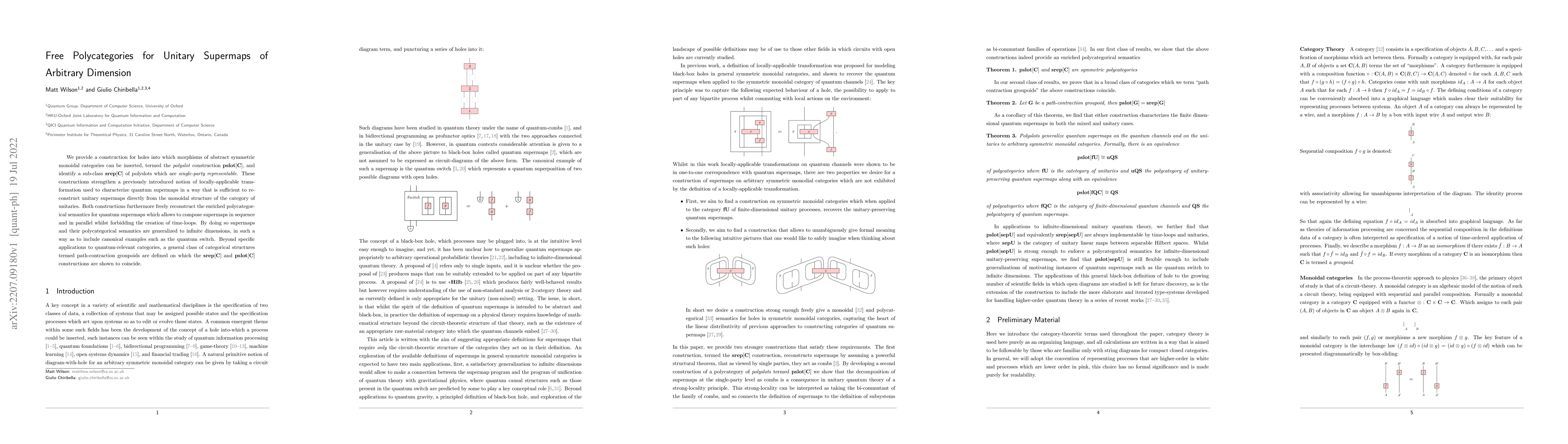 Thumbnail for Free Polycategories for Unitary Supermaps of Arbitrary Dimension