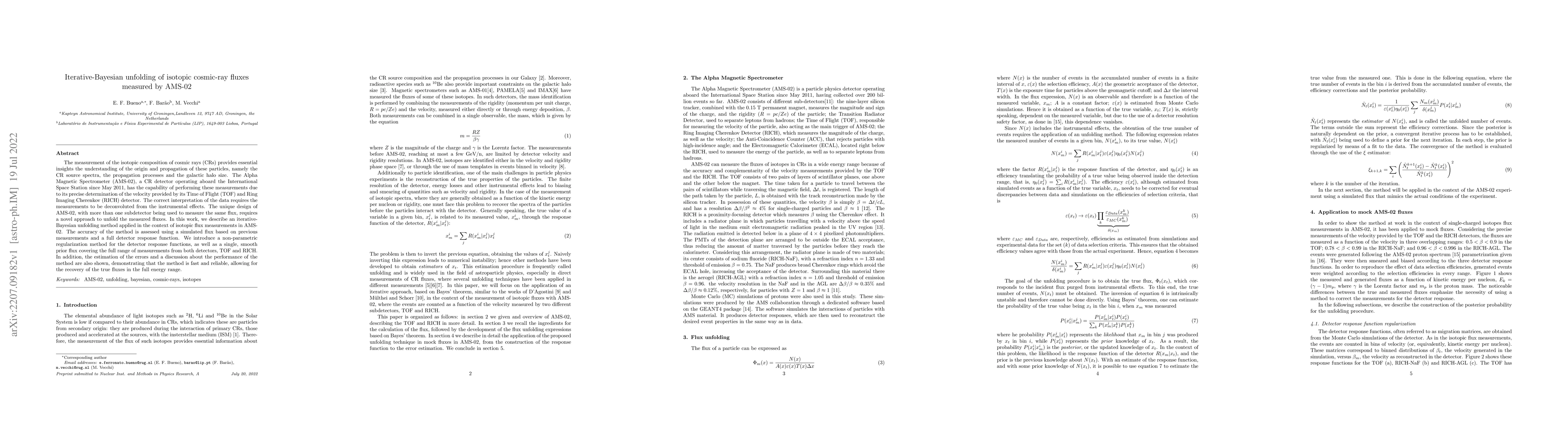 Thumbnail for Iterative-Bayesian unfolding of isotopic cosmic-ray fluxes measured by
  AMS-02