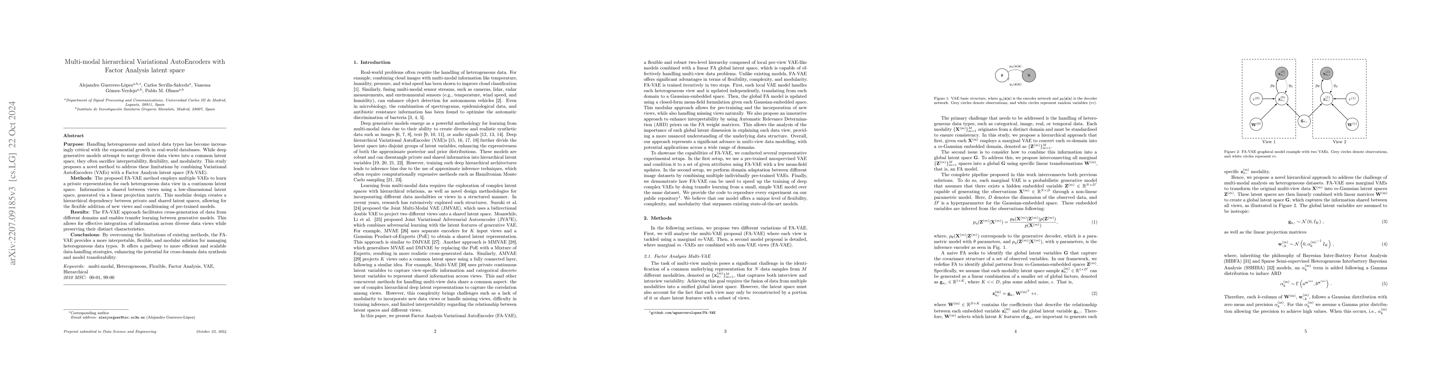 Thumbnail for Multimodal hierarchical Variational AutoEncoders with Factor Analysis
  latent space