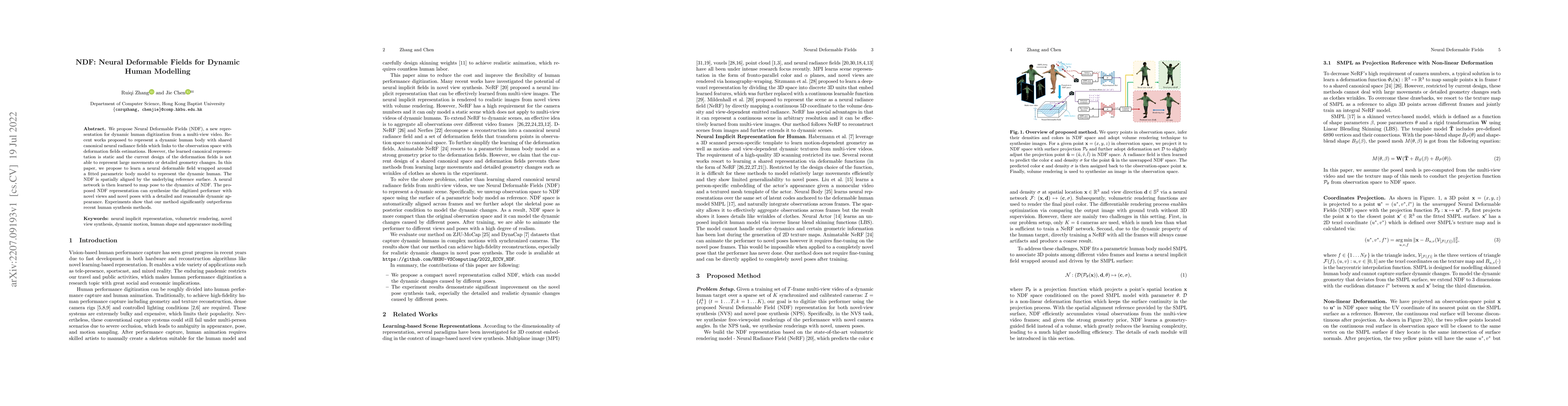 Thumbnail for NDF: Neural Deformable Fields for Dynamic Human Modelling