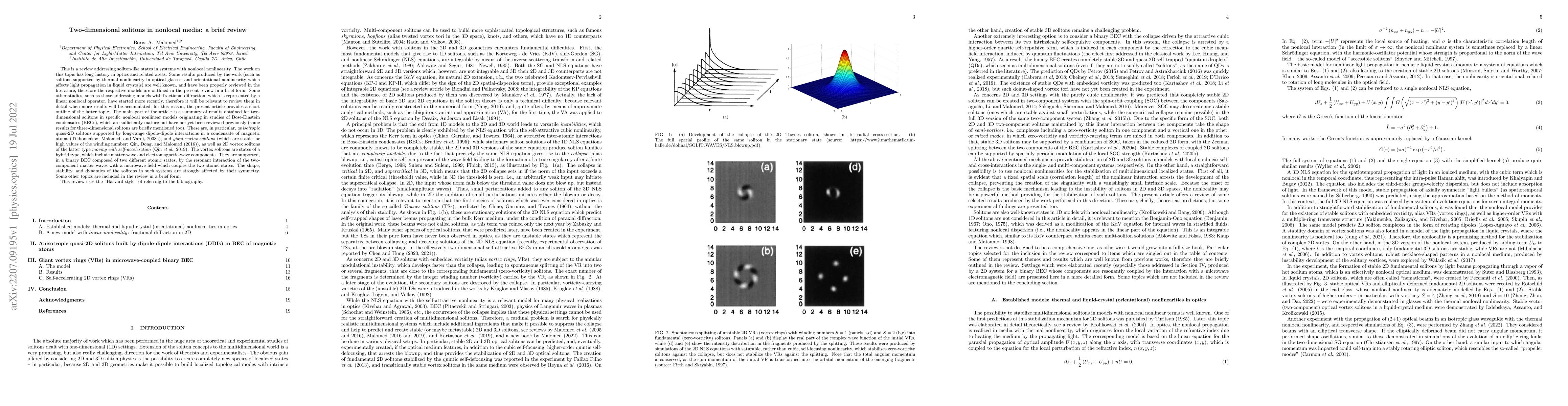 Thumbnail for Two-dimensional solitons in nonlocal media: a brief review