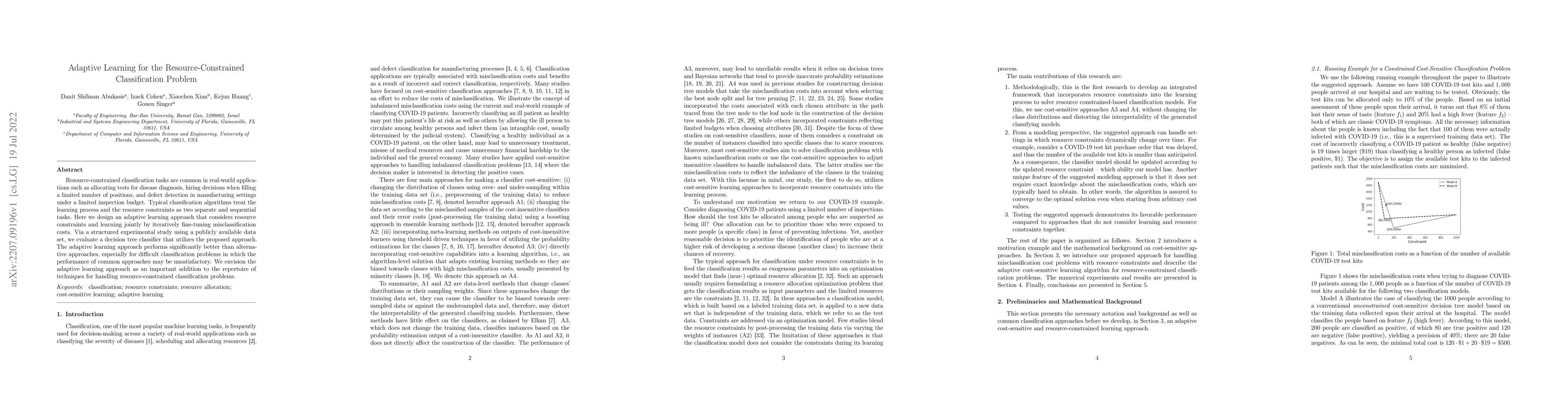 Thumbnail for Adaptive Learning for the Resource-Constrained Classification Problem