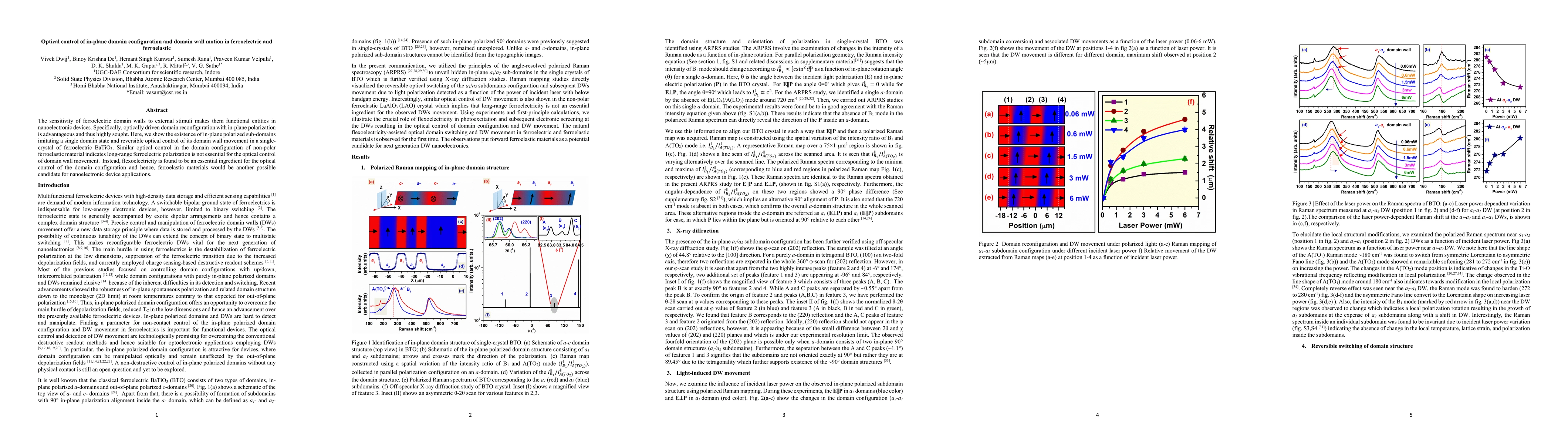 Thumbnail for Optical control of in-plane domain configuration and domain wall motion
  in ferroelectric and ferroelastic