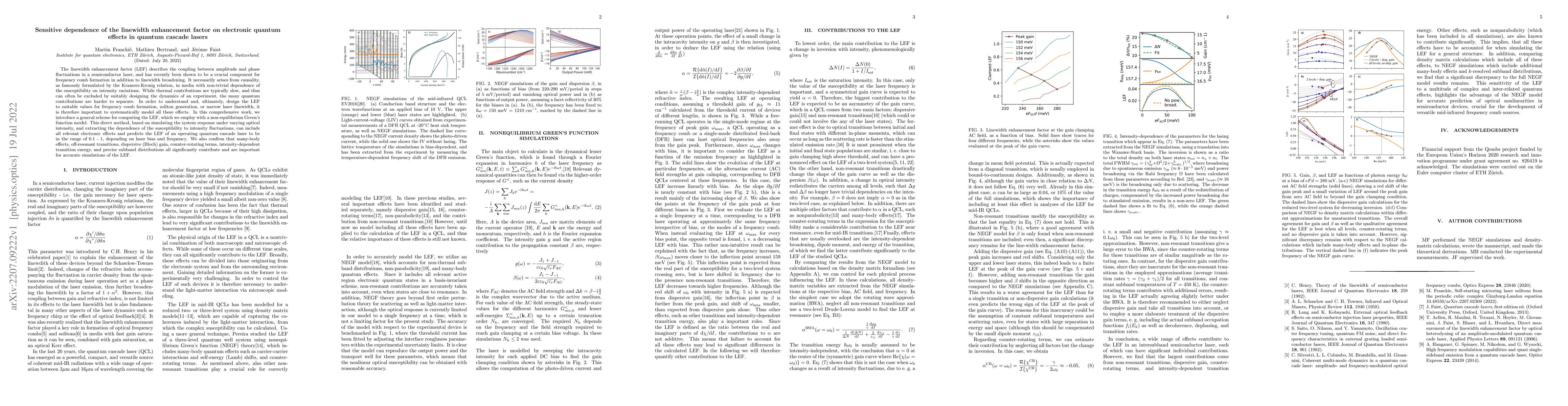 Thumbnail for Sensitive dependence of the linewidth enhancement factor on electronic
  quantum effects in quantum cascade lasers