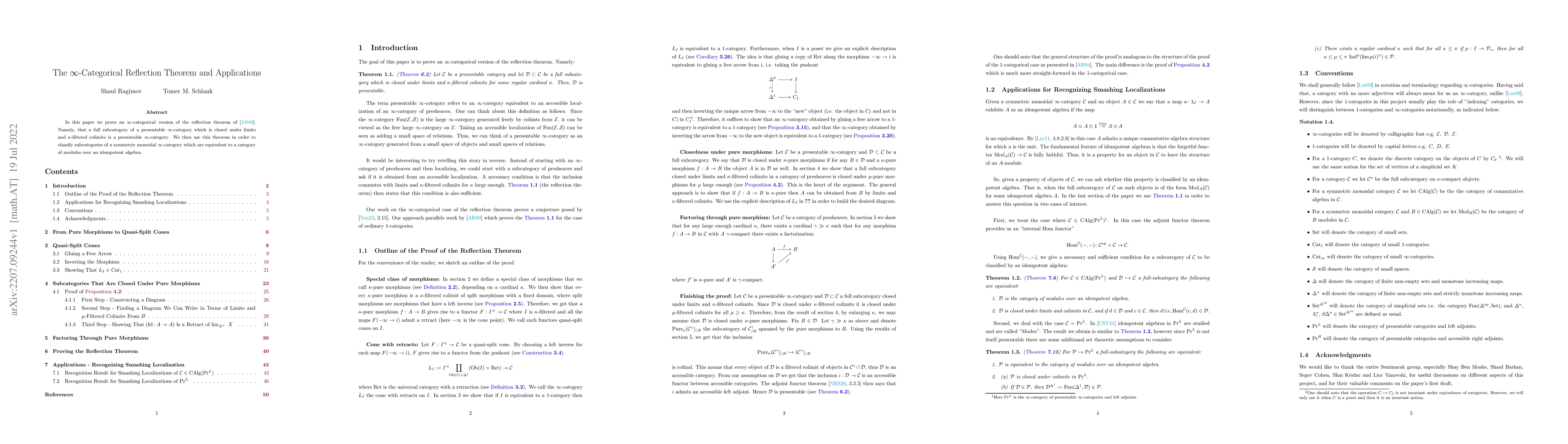 Thumbnail for The $\infty$-Categorical Reflection Theorem and Applications