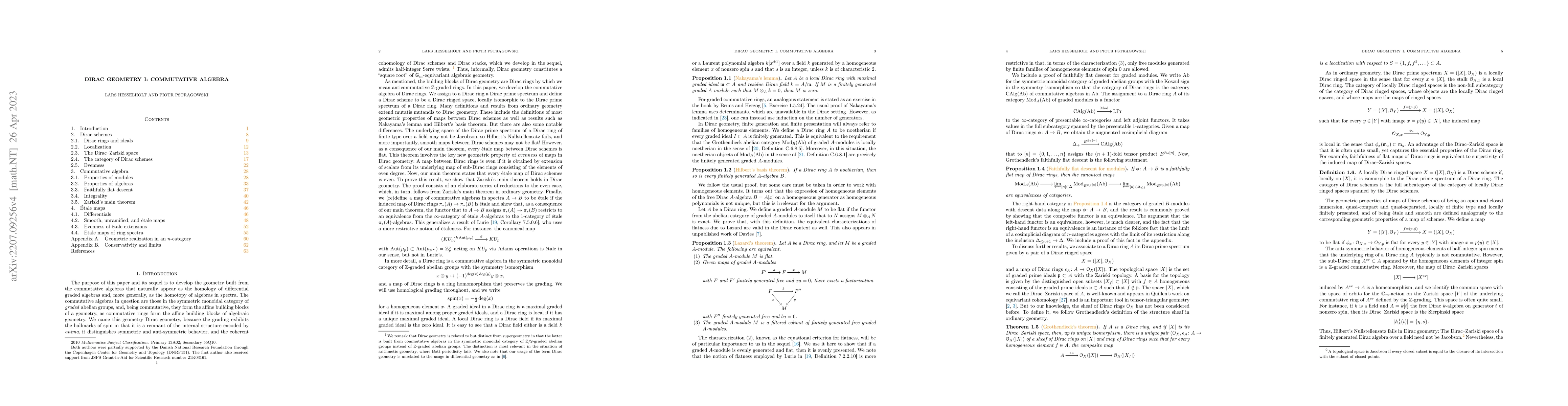 Thumbnail for Dirac geometry I: Commutative algebra