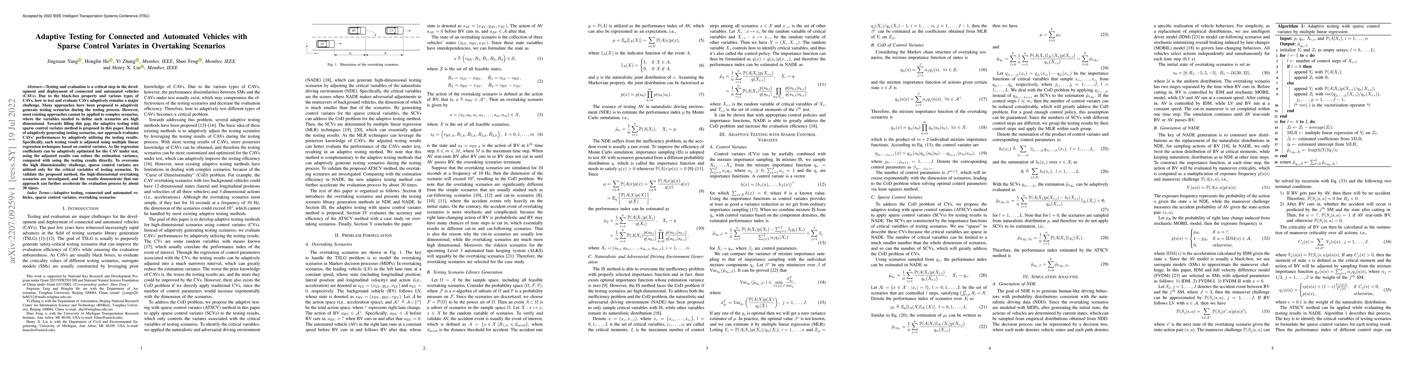 Thumbnail for Adaptive Testing for Connected and Automated Vehicles with Sparse
  Control Variates in Overtaking Scenarios