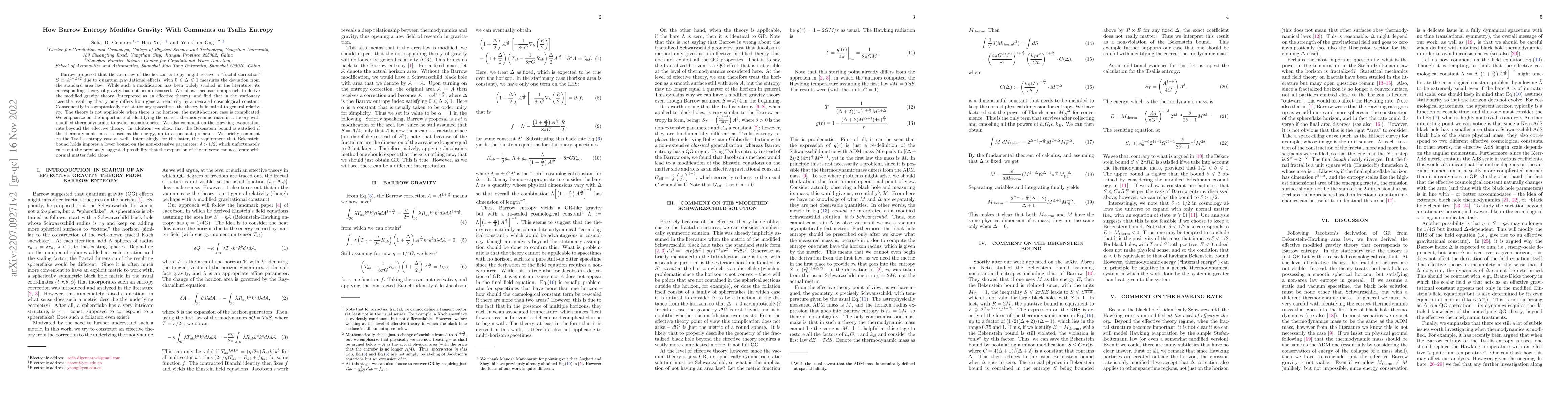 Thumbnail for How Barrow Entropy Modifies Gravity: With Comments on Tsallis Entropy
