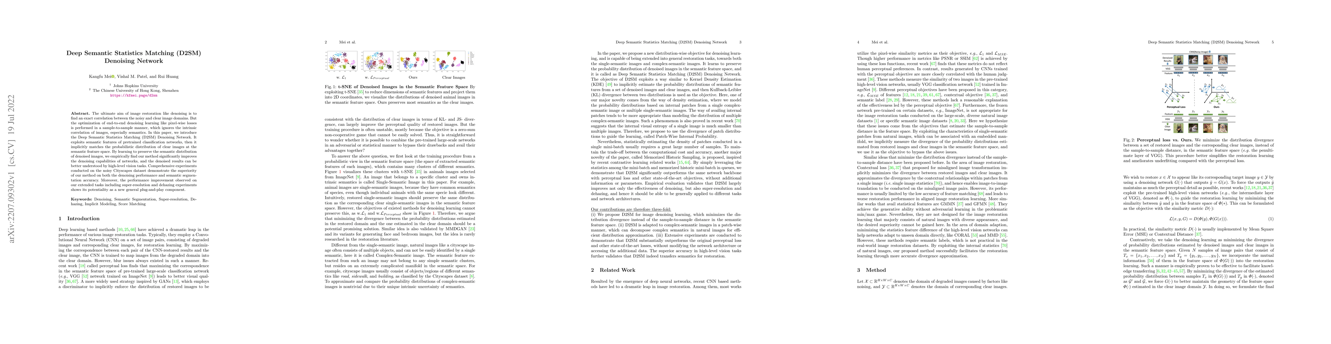 Thumbnail for Deep Semantic Statistics Matching (D2SM) Denoising Network