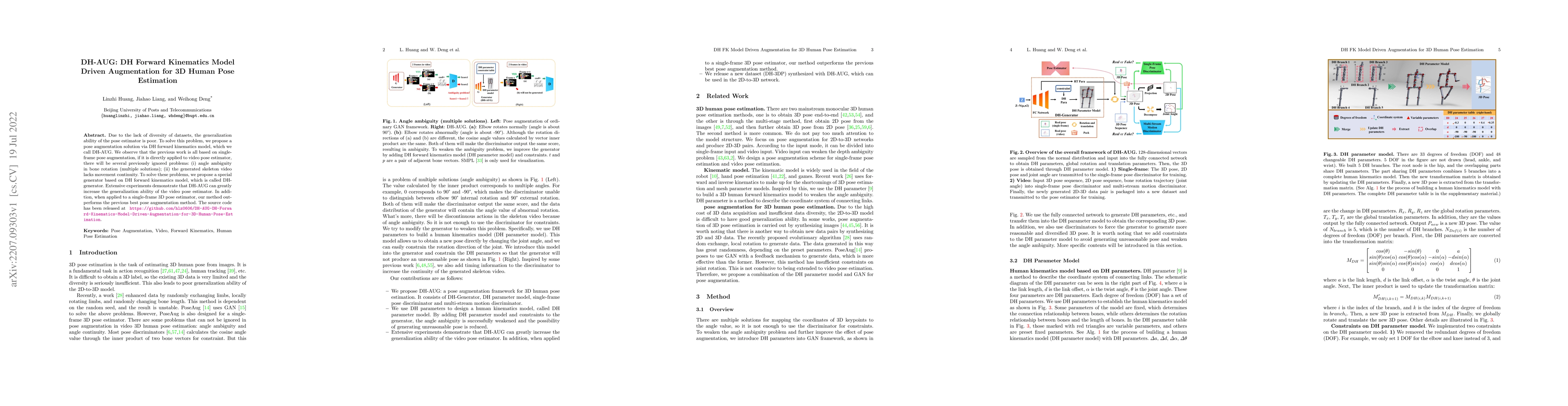 Thumbnail for DH-AUG: DH Forward Kinematics Model Driven Augmentation for 3D Human
  Pose Estimation