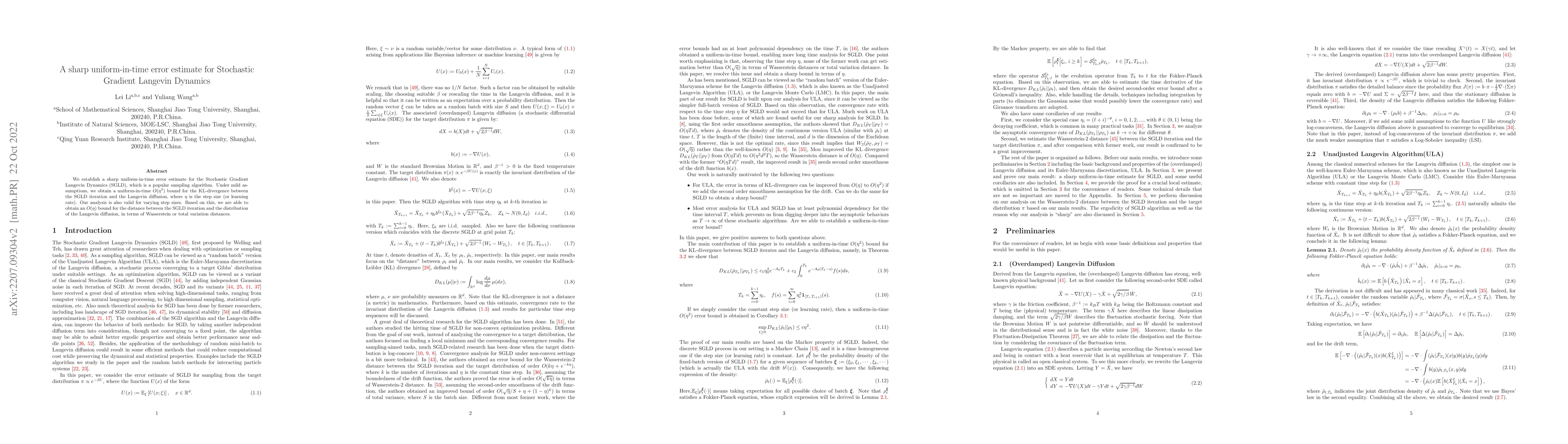 Thumbnail for A sharp uniform-in-time error estimate for Stochastic Gradient Langevin
  Dynamics