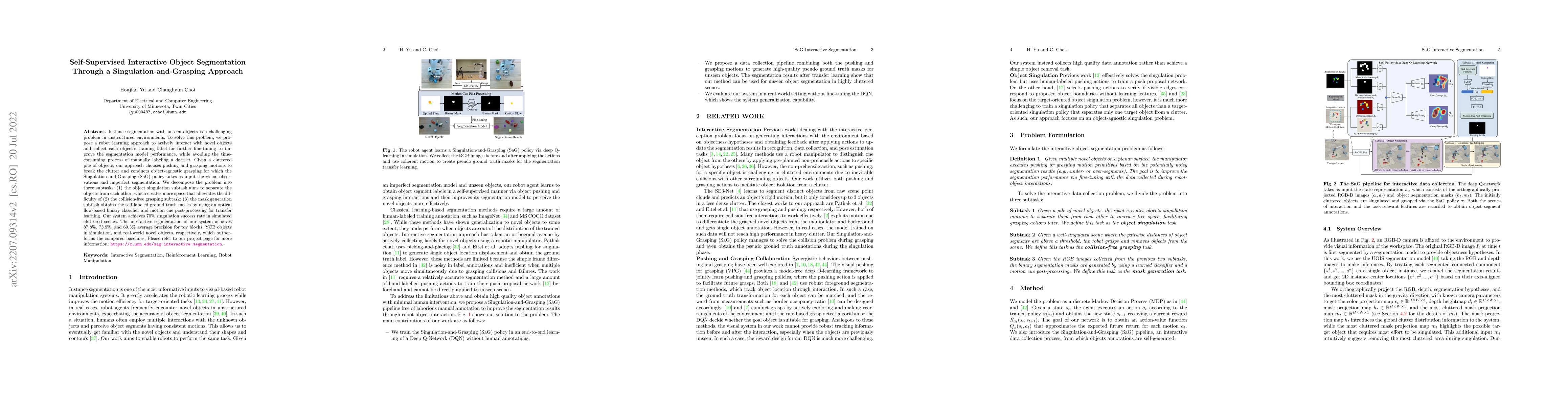 Thumbnail for Self-Supervised Interactive Object Segmentation Through a
  Singulation-and-Grasping Approach