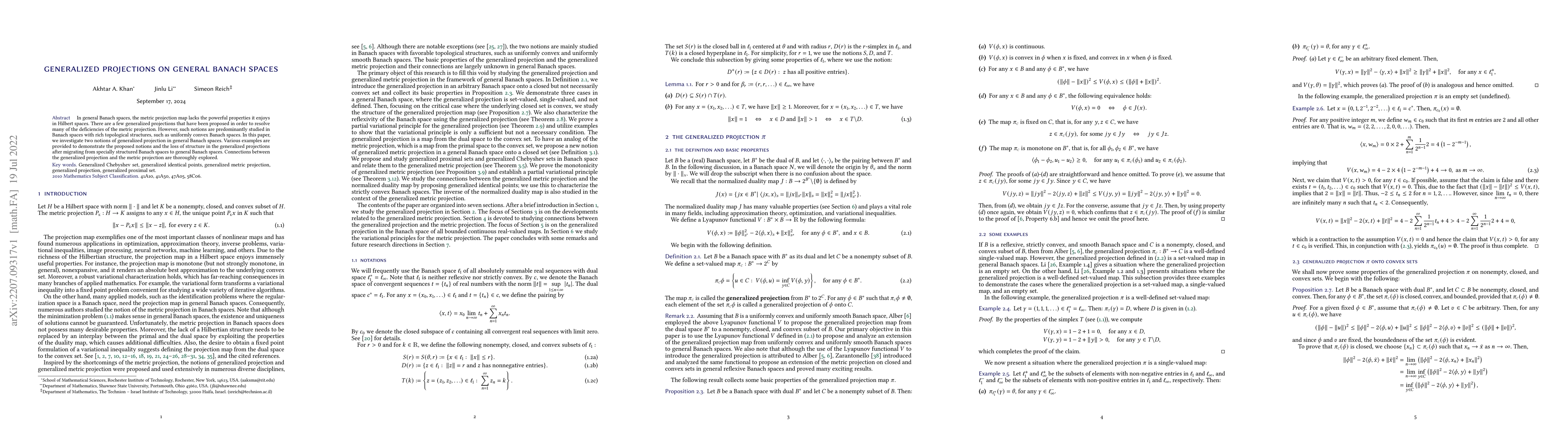 Thumbnail for Generalized projections on general Banach spaces