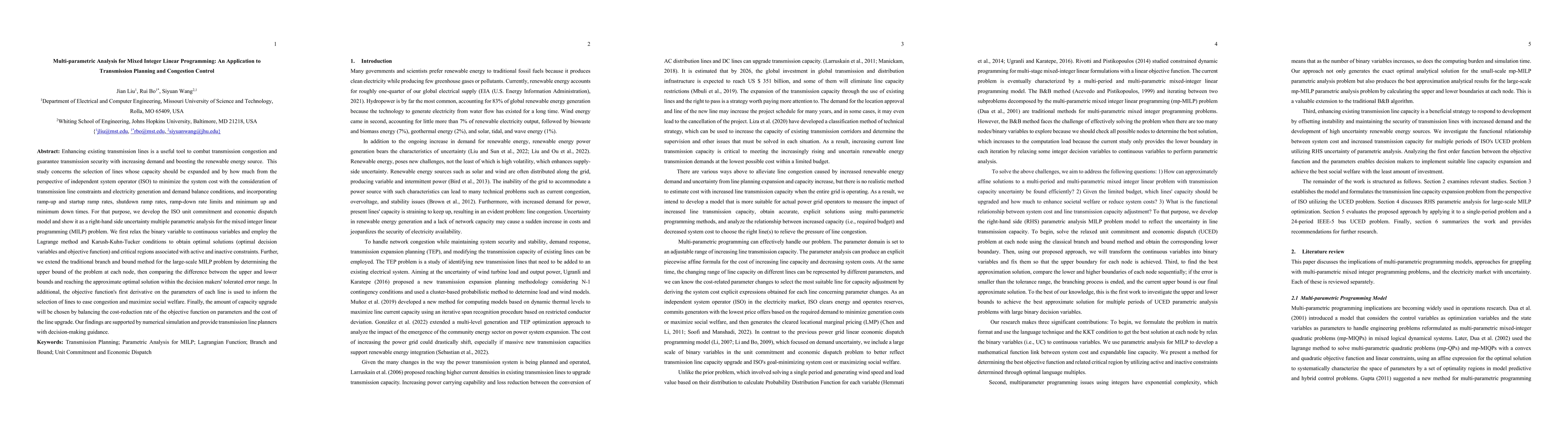 Thumbnail for Multi-parametric Analysis for Mixed Integer Linear Programming: An
  Application to Transmission Planning and Congestion Control