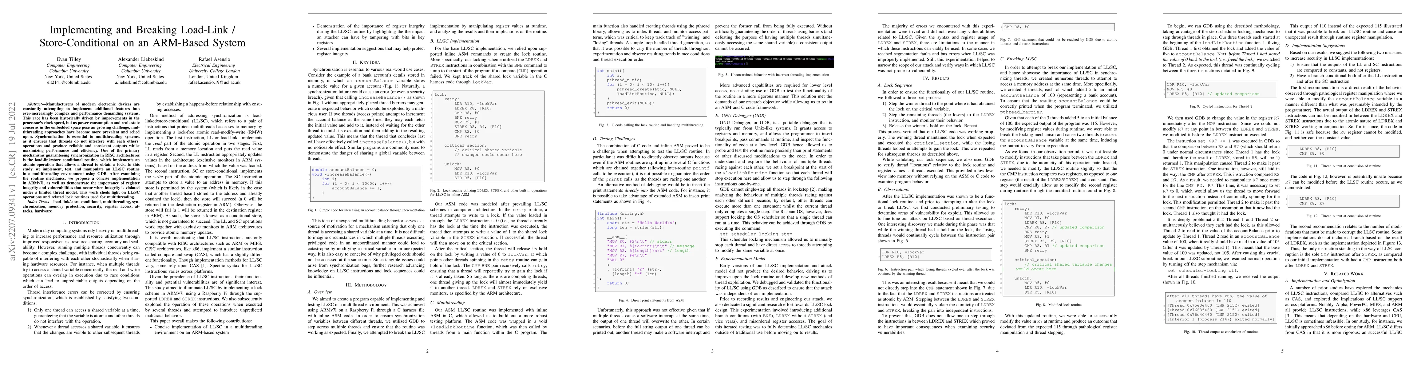 Thumbnail for Implementing and Breaking Load-Link / Store-Conditional on an ARM-Based
  System