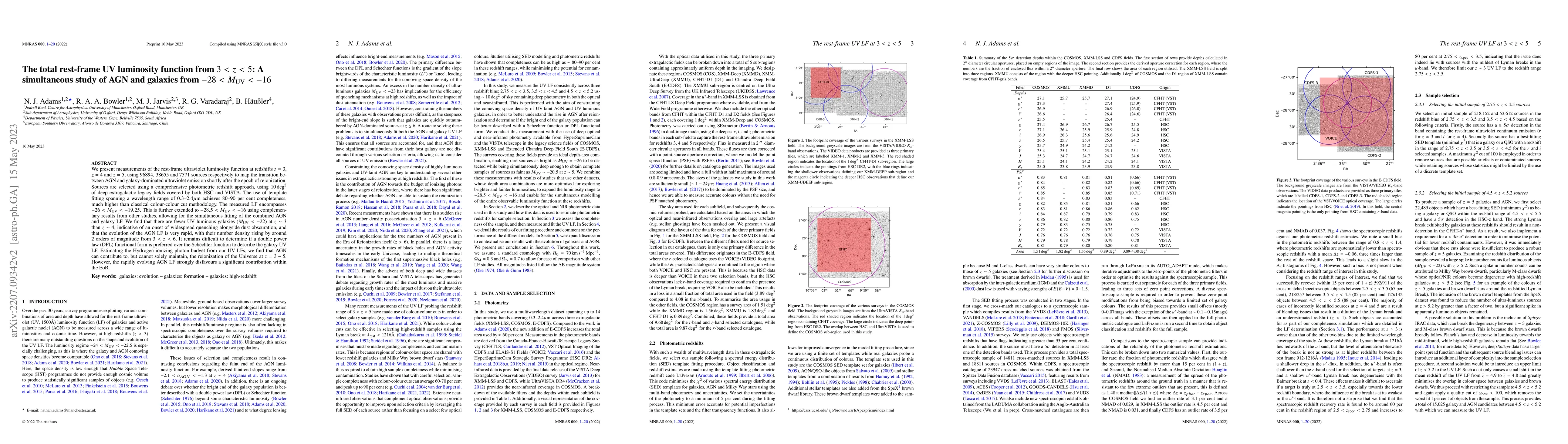 Thumbnail for The total rest-frame UV luminosity function from $3 < z < 5$: A
  simultaneous study of AGN and galaxies from $-28<M_{\rm UV}<-16$