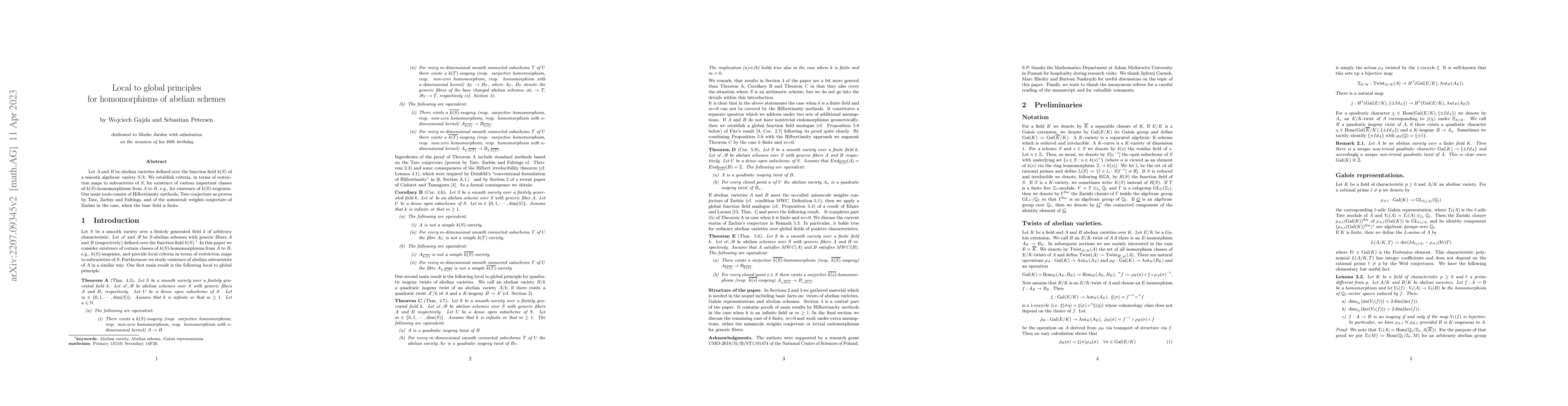 Thumbnail for Local to global principles for homomorphisms of abelian schemes