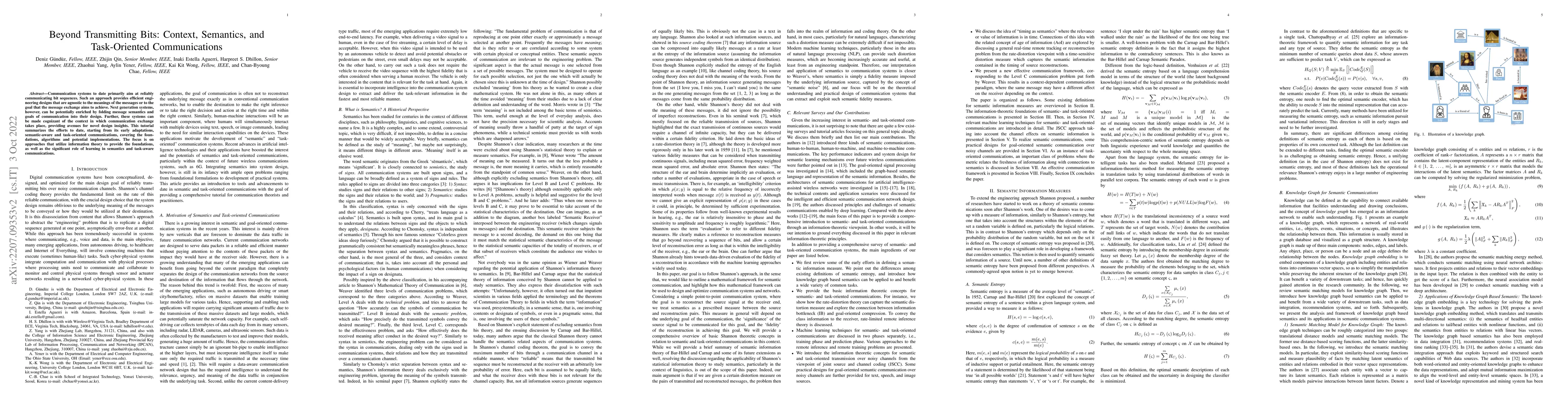 Thumbnail for Beyond Transmitting Bits: Context, Semantics, and Task-Oriented
  Communications
