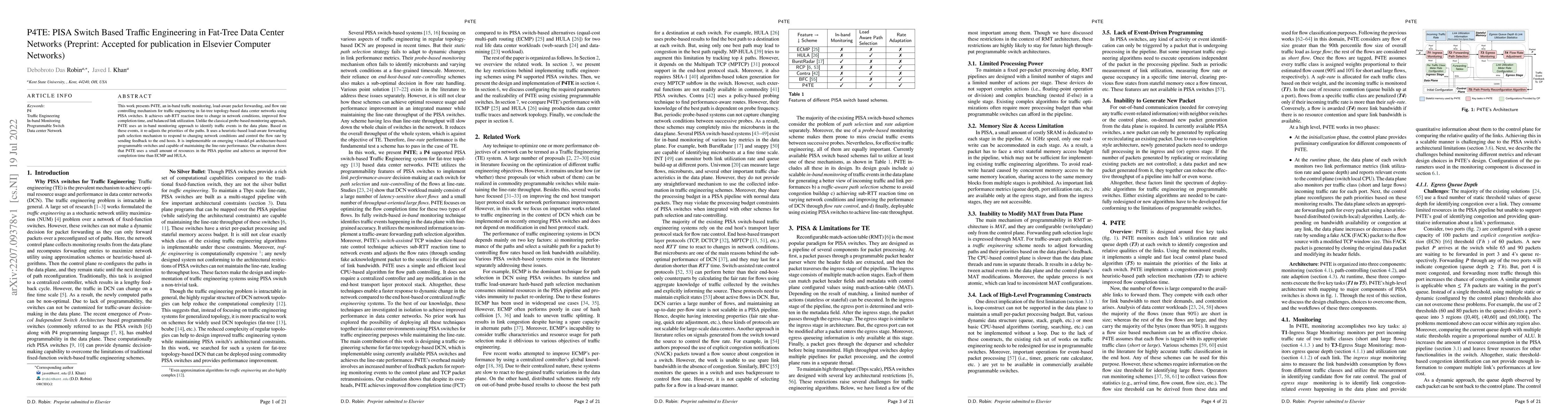 Thumbnail for P4TE: PISA Switch Based Traffic Engineering in Fat-Tree Data Center
  Networks