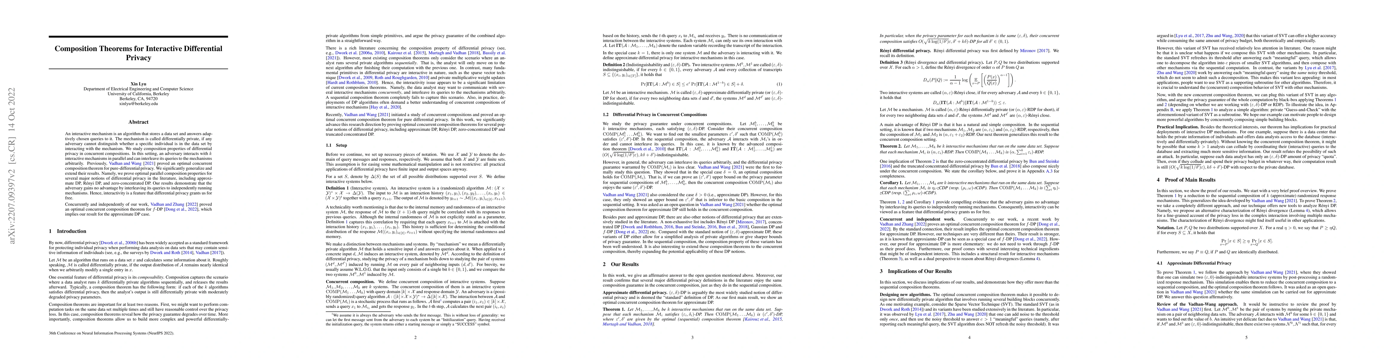 Thumbnail for Composition Theorems for Interactive Differential Privacy