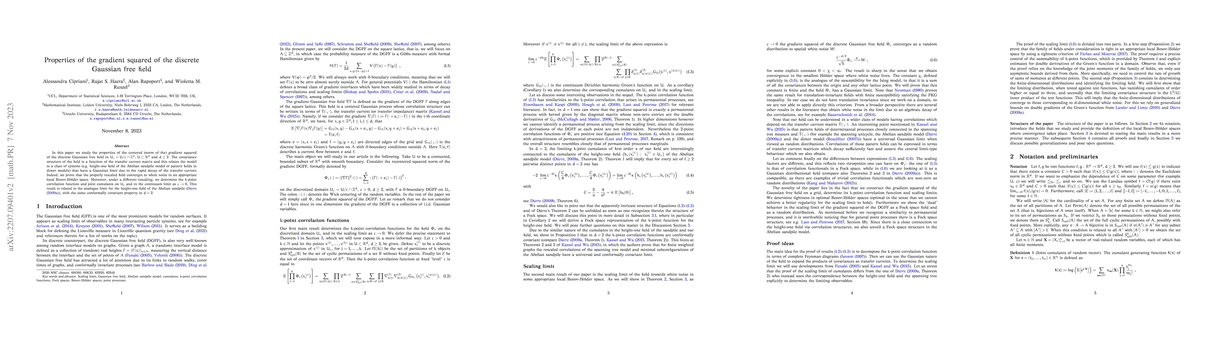 Thumbnail for Properties of the gradient squared of the discrete Gaussian free field